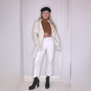 ZARA CREAM WINTER MOTO JACKET